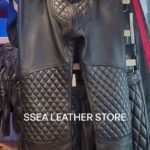 Leather quilted front hole Pant