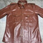 Brown Full sleeve Leather Shirts police style