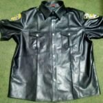 Leather Half Slevees Police batch Shirt