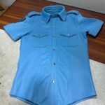 Sky blue half sleeves Leather Shirt police batch