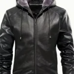 Black Leather Hoodie