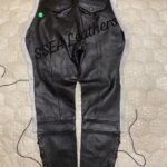 Leather Black truser lesses with white line