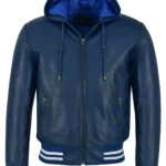 Leather Blue Hoodie