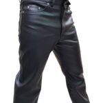 Leather black jeans simple