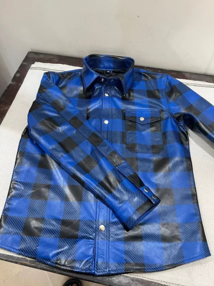 Leather Blue Check Shirt