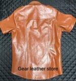Brown Half sleeve Leather Shirts - Image 3