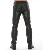 Men's Real Leather Bikers Pants , Leather Pants With Detachable Front Pouch - Image 2